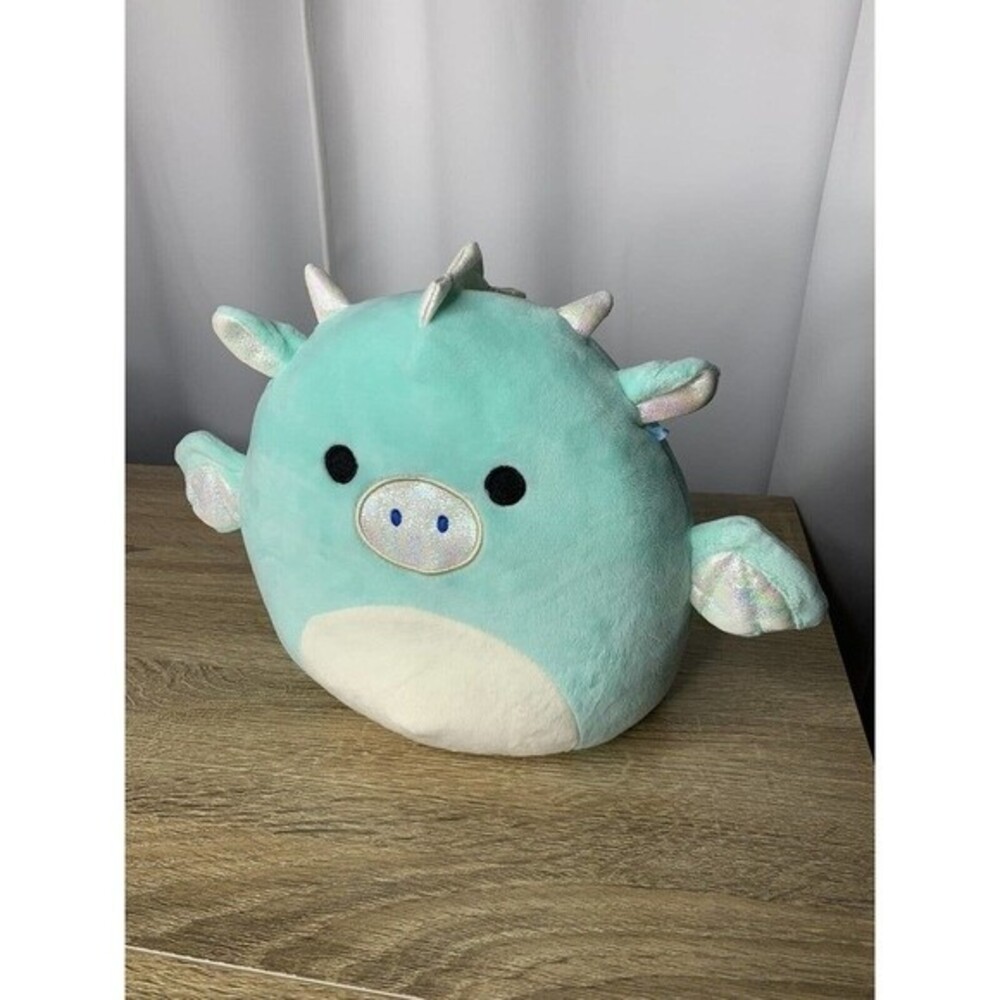 Kellytoy Squishmallows Miles The Dragon 8 Inch Soft Plush Toy Holographic Teal